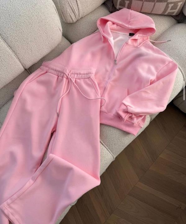 Premium Zip-Up Hoodie & Jogger Set – Pink Premium Zip-Up Hoodie & Jogger Set - Image 1